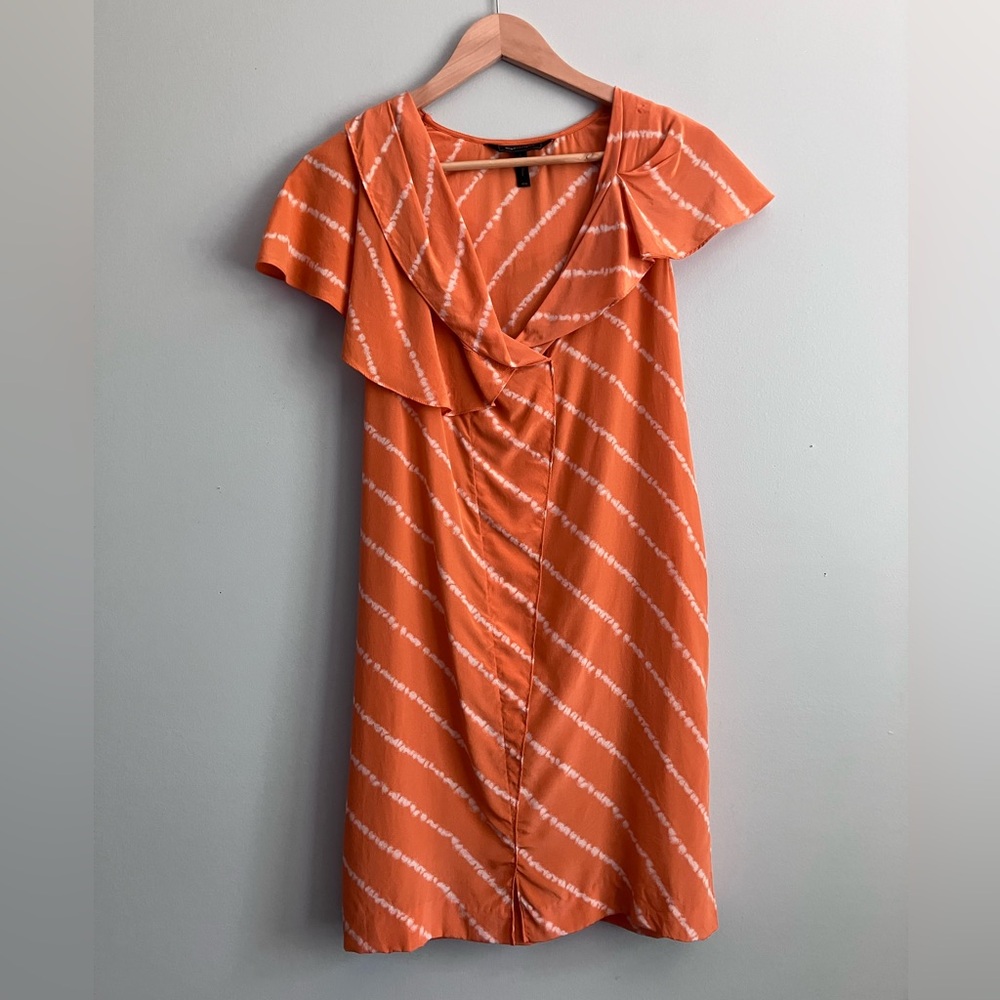 BGBG MAXAZRIA Orange and White Tie-Dye Silk Maximalist Cocktail Dress Size XXS